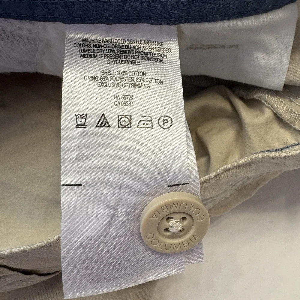 NEW Columbia Washed Out Shorts Mens 40 Tan Cotton‎ Hiking  Casual Flat Front